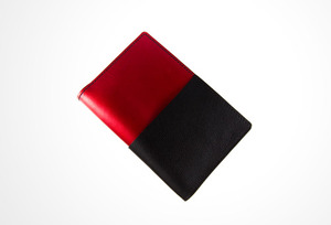 SIMPLE LEATHER PASSPORT CASE - pearl red/black