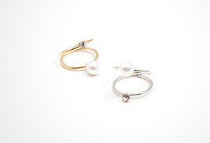 2LINE PEARL+CUBIC KNUCKLE RING